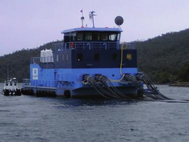 The feeding of the fish is done by automated systems installed on a pontoon as shown in Fig. 6.