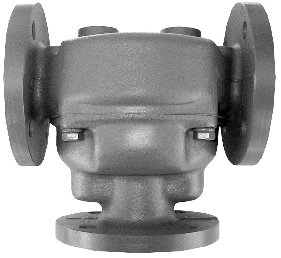 Model 2510 Three-Way Thermostatic Valve (T Style) 2510 2 1/2 Flange 2510 M 2 1/2 Flange with manual Override FPE Thermostatic Valves utilize the principle of expanding wax, which in the semi-liquid