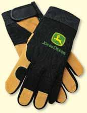 Double knuckle protection on back of hand. Double-stitched for extended life. Terry cloth brow wipe on back of thumb.
