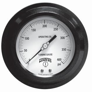 PTB Turbine Gauge Description & Features: Manufactured to GE specifi cations Features a machined cast brass case with a machined cast aluminum bezel that is oil tight Consists of stainless steel and