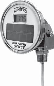Solar Digital Bi-Metal Thermometer THS Description & Features: A solar powered digital thermometer that provides a local temperature reading to 1/10 of a degree 304 stainless steel case, stem and