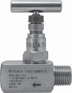 NVA Needle Valve (Straight Body, Hard Seat) Description & Features: Excellent fl ow regulation and leak tight The one-piece body construction (no welding) provides strength, safety and corrosion