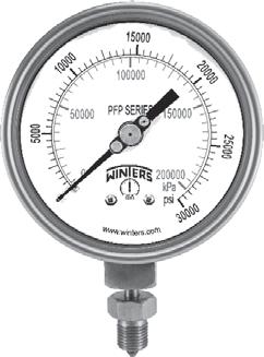 PFP Premium Stainless Steel Liquid Filled Gauge Industrial Description & Features: Liquid fi lled stainless steel case protects against vibration and pulsation Bayonet ring Highly accurate Back,