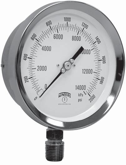 PSC Safety Case Gauge Industrial Description & Features: Solid front blowout back for the ultimate in gauge safety Full rotary movement and micrometer pointer for ease in calibration Overload stop