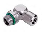Plug connectors made of stainless steel and 2 seals 26 Connections for increased pressures Elbow screw-in connector swiveling - Whitworth pipe thread - Chambered O-ring - Seals FPM - Material 1.