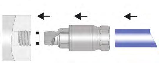 Comfort screw-in connectors for connections without gaps Fittings made of stainless steel 1.4404 47 Hoses Hose dimension Polyethylene (PE) Temperature range -10 to +40 C Outside-Ø Inside -Ø R min.
