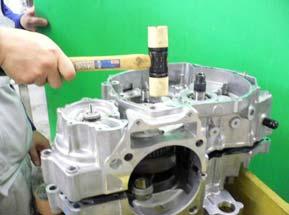 2 over Crankcase 1, assemble cases by lightly and carefully