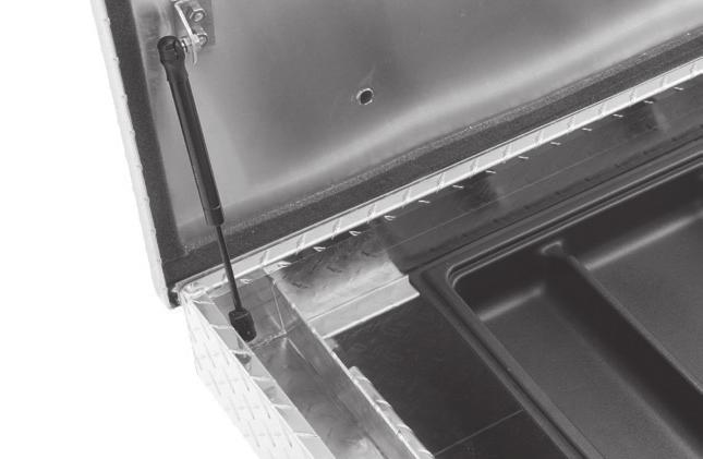 hinge and full seam welds Double V-Pan lid stiffener creates strength and rigidity Steel tool tray to