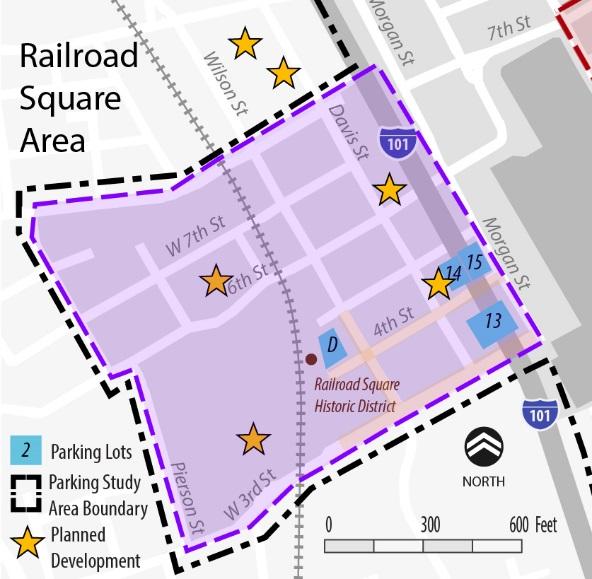 Section 2 Santa Rosa Parking Analysis 2.2.2 Railroad Square Demand The large amount of planned development in the Railroad Square Area is projected to have a significant impact on the overall parking demand.