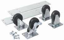 Casters Casters can be used on any enclosure to provide mobility Caster kit includes two swivel casters and two stationary casters, along with all necessary hardware Zinc-plated steel Part No: Steel