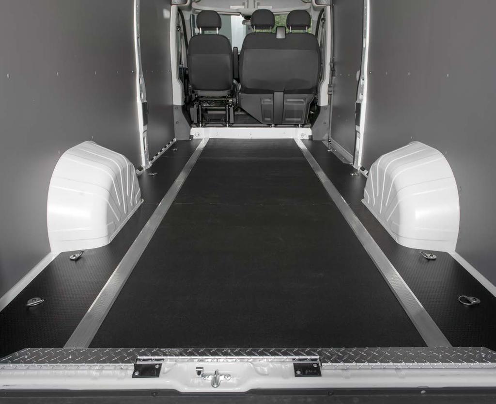 Heavy Duty aluminum rails for easy loading. Rigid birch sides for easy fastening of equipment. 26 all new van flooring system 27 Sill Plates to protect loading areas.