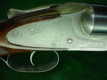 Only 102 Monogram grade guns were made during the period of 1895 to 1912. The catalog said of the engraving: "A beautiful hunting scene... with a setting of elaborate relief work.