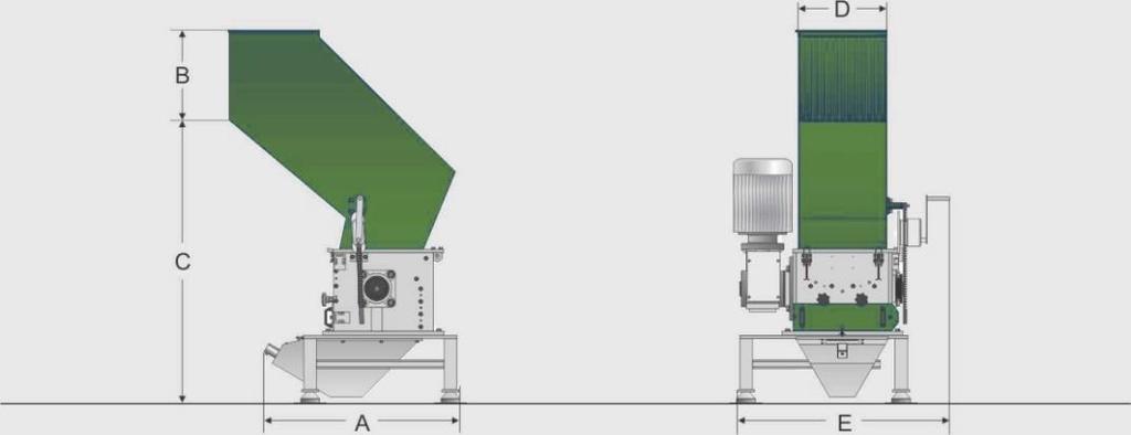 Depending on the requirements the machines can be fitted with a wide variety of hoppers, they are mounted on either low or high level base frames with matching suction bins or bag filling adapters.