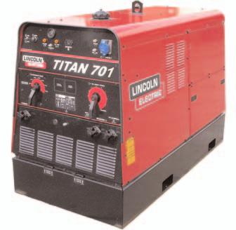 ENGINE DRIVEN WELDERS TITAN 701 700 Amps of Heavy-Duty Performance Lincoln s New Titan 701 is both a rugged three cylinder, diesel engine driven 700 amp DC arc welder and 3.4kW AC power generator.