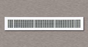 Grille width: 50 mm to 300 mm with increments of 50 mm. Damper frame and blades: High quality extruded aluminium profiles with natural aluminium finish. Black matt finish as option.