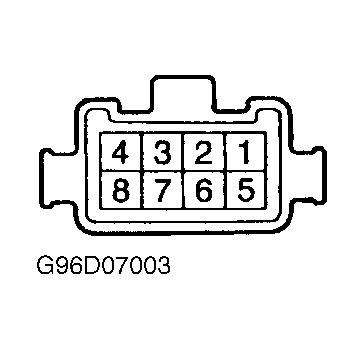 Fig. 6: Identifying Ignition Switch Connector Terminals Courtesy of TOYOTA MOTOR SALES, U.S.A., INC. KEY UNLOCK WARNING SWITCH Disconnect key unlock switch 2-pin connector.