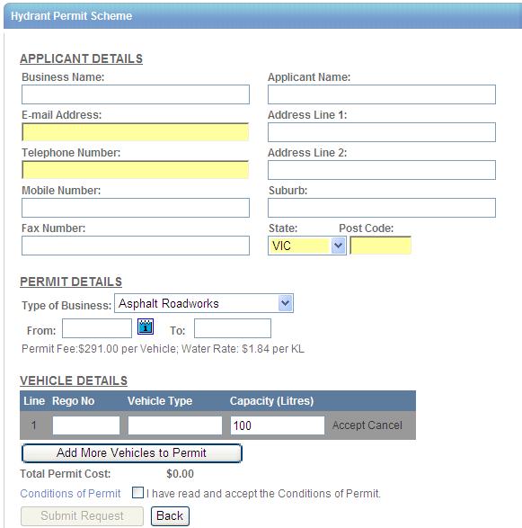 New Permit Application Application screen as shown in the figure 2 appears when user select