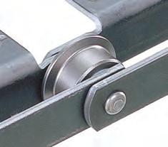 Cylindrical bearings ensure smooth roller rotation and reduce rail