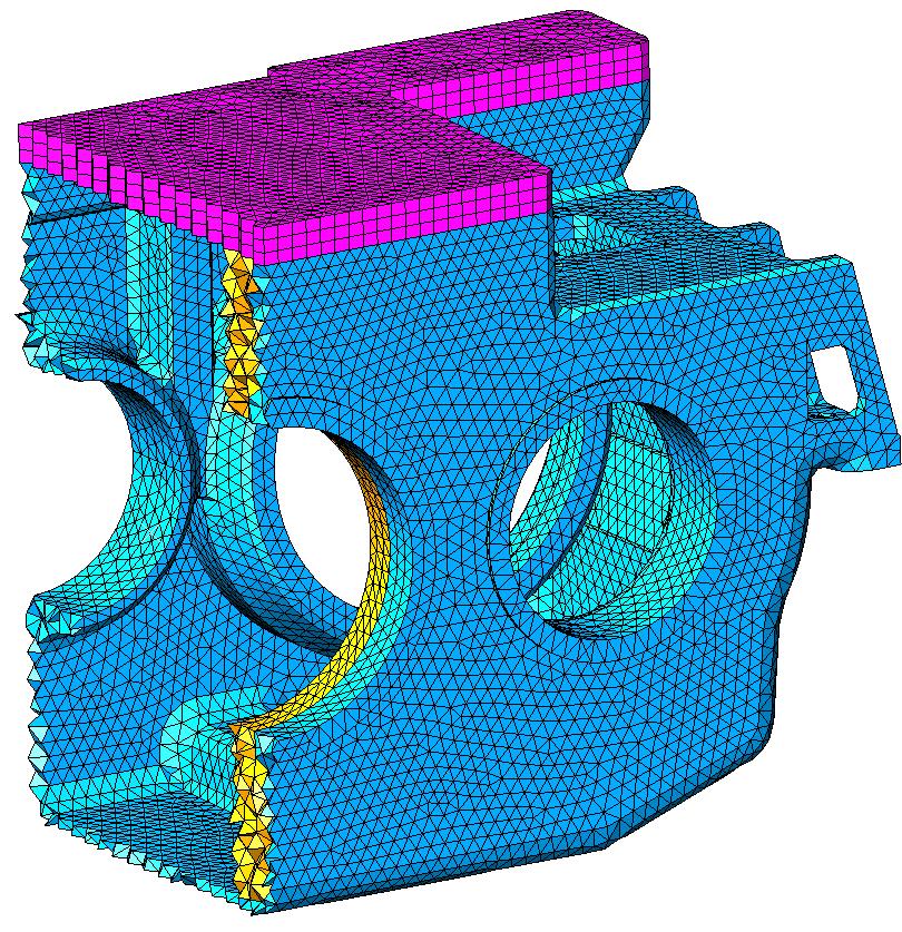 FEA-Model housing without ribs (blue)