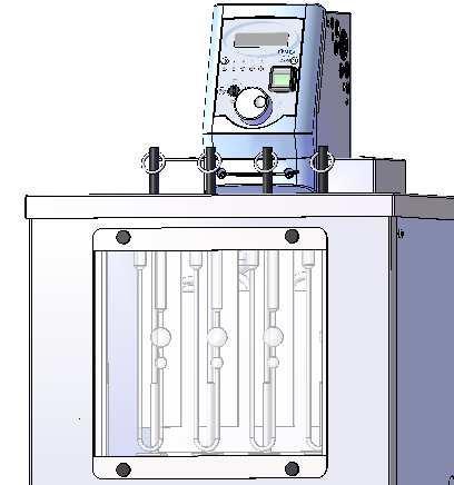 The semi transparent white plate realises uniform background and optimizes contrast and readout of the viscometer, especially when