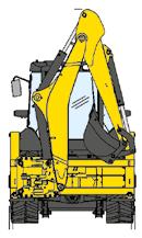 operating height mm 4480 4405 4330 G Hinge pin height mm 3490 3460 3500 H Maximum dump height under bucket at 45 mm 2650 2693 2780 BACKHOE SPECIFICATIONS retracted extended retracted extended Bucket