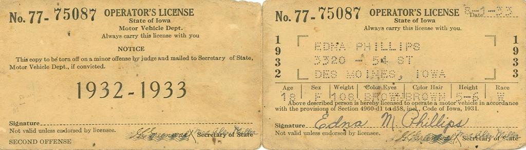 1932 - Driver s license