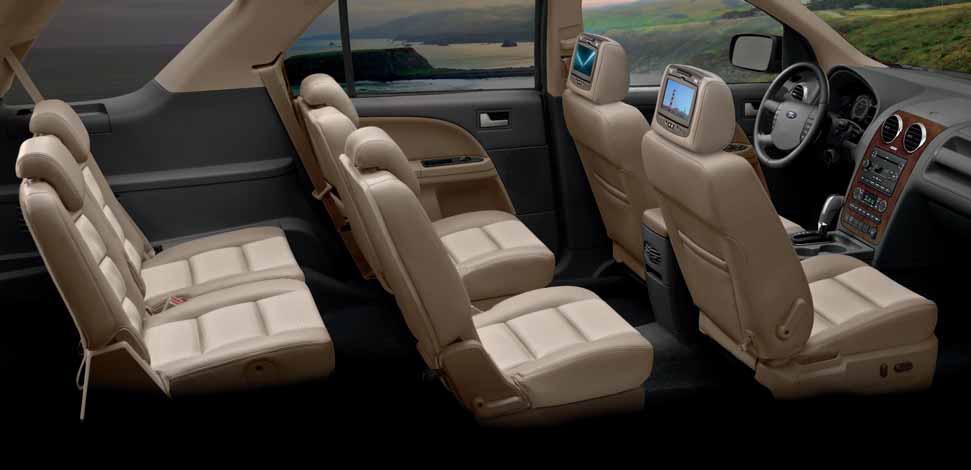 Taurus X Eddie Bauer (6-Passenger) Two-Tone Camel and Sand Perforated-Leather Trim Ford Licensed Accessory Dual INViSiON DVD Headrests ACTIVATE YOUR LIFESTYLE You re empowered with elevated,