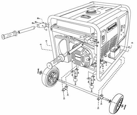 Assembly Assembly Generator must be empty of engine oil and fuel. Drain engine oil and fuel, if necessary. Generator is heavy! Lifting generator can cause back or other bodily injury.