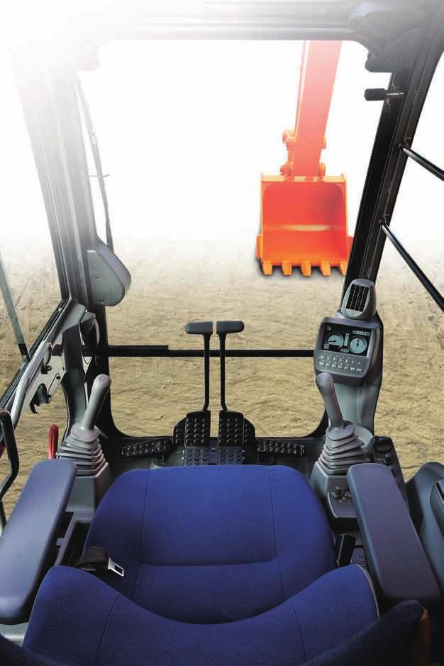 A New Standard in Operator Comfort The operator's seat of the ZAXIS-3 series gives the operator an excellent view of the jobsite.