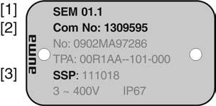 Identification SEM 01.1/SEM 02.1 Type designation Figure 3: Type designation (example) 1. Type and size of actuator 2.