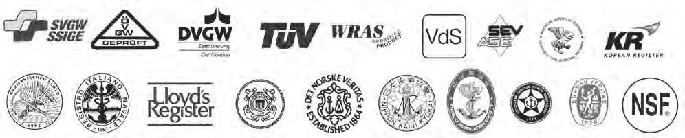 INTERNATIONAL CERTIFICATION Some of the approvals for STRAUB couplings are shown above.