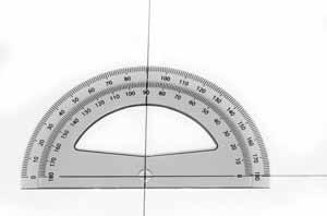 Place the origin of the protractor on the intersection of the line.