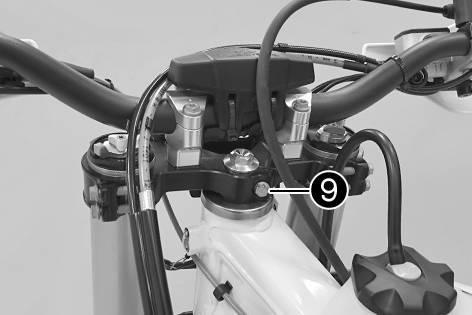 Screw, top triple clamp M8 17 Nm (12.5 lbf ft) E00420-11 Position the brake caliper, and mount and tighten screws. Screw, front brake caliper M8 25 Nm (18.