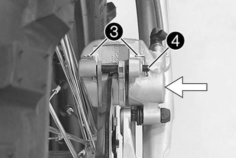 Remove screw cap with membrane and the O-ring. E00426-10 Manually press the brake caliper to the brake disc to push back the brake piston.