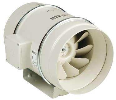 IN-LINE MIXED FLOW DUCT FANS Series Range of low profile in-line mixed flow duct fans manufactured in tough reinforced plastic (from 160 to 800 models) or with metal casing steel finished in a
