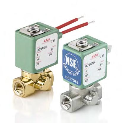 ANSI Accredited Program PRODUCT CERTIFICATION 4 Direct Acting Subminiature Solenoid Valves /8" and /4" NPT / 856 Features -way normally closed, normally open, or universal operation Compact design