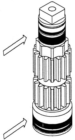 Remove the piston bearing ( 5 ) and piston bearing ( 15 ). Renew gasket ( 14 ) when replacing spare parts. Removing the shaft (see Fig.