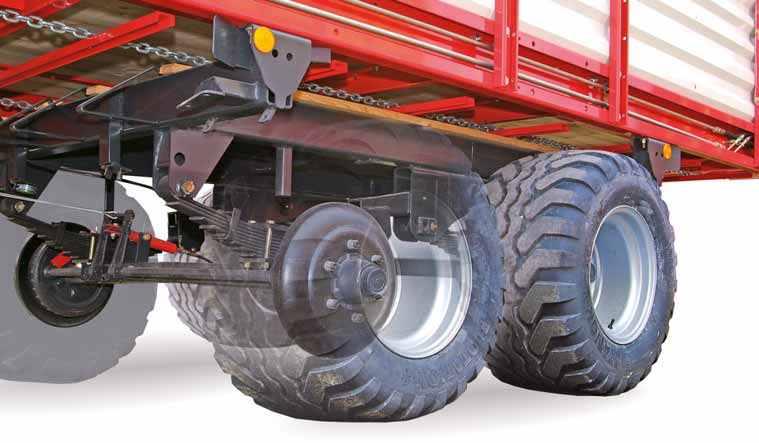 Chassis Exceptional handling Increasing load volumes and transport speeds necessitate robust, groundprotecting chassis. Pöttinger has made great efforts in this area.