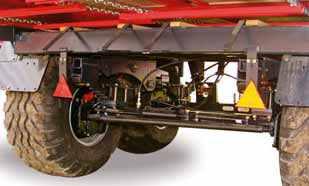 When the trailer travels over large bumps in the ground, the force is distributed over both axles rather than being absorbed by the limit stops.