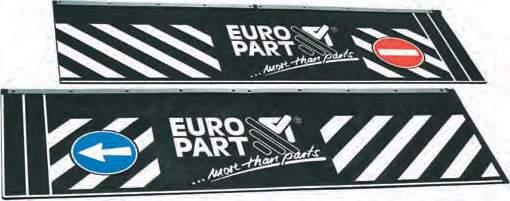 Attachments and accessories 147 Mud flap with EUROPART logo with reinforced edges and vertical ribbing Scope of supply with attachment material Width Height Distance between holes Number of holes