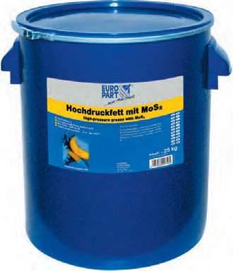 182 Lubricants - pastes, greases and technical oils High-pressure grease with graphite, NLGI-Class 2 for the lubrication of roller and plain bearings, provides corrosion protection, high