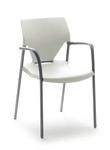 Silver epoxy 4 legged chair, anthracite polypropelene. Silla 4 patas epoxi aluminio, asiento y respaldo polipropileno antracita.