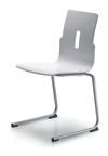 KIARA Design: Juan Ignacio Lejarza KRA0/22 Chaise bois laqué blanc empilable, 4 pieds époxy alu. White lacquered 4 legged stackable chair, silver epoxy finish.
