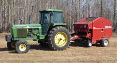 3x38 R, 5765 hrs showing. 1976 John Deere 4630 2WD, s/n 4630P018461R, 8 spd powershift, diff lock, 2 hyd outlets, 1000 PTO, 11.0x16 F, 18.4x38 R, 4018 hrs showing.