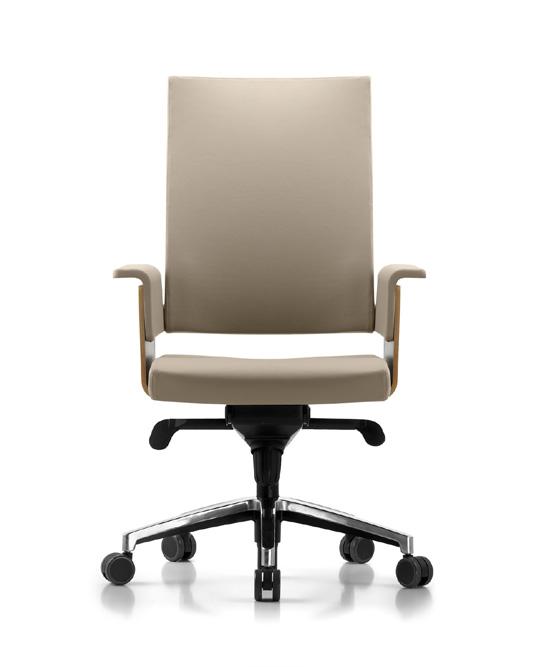 Garbo TECHNICAL FEATURES Executive armchair with tilting mechanism and visitor chair with polished aluminium flat base and