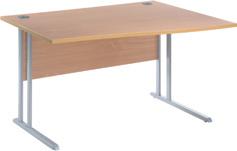 Right Hand shown Cantilever Leg Wave Desk Silver finish, twin upright cantilever leg Choice of right hand or left hand design N3PDW12*HCB 1200 1000-800 725 195.