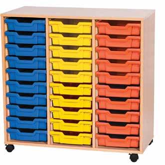 WOODEN TRAY UNITS PHONE 020 824 2162 Triple Bay Storage Units Mobile tray storage units come with an 18mm Beech MDF carcass with an 8mm backboard, lockable castors and come complete with the Gratnell