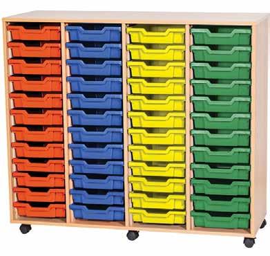 FAX 020 824 762 WOODEN TRAY UNITS Quad Bay Storage Units Mobile tray storage units come with an 18mm Beech MDF carcass with an 8mm backboard, lockable castors and come complete with the Gratnell Tray