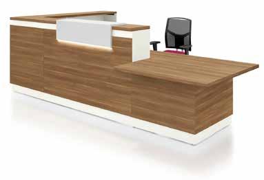 HEADING RECEPTION UNITS Guest Reception Units PHONE 020 824 2162 A modular reception range manufactured with 38mm thick Amber Walnut Melamine tops.