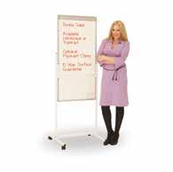 70 Portrait options available 600W x 900H, 900W x 1200H & 1200W x 0H Double-Sided Mobile Swivel Boards Sturdy steel stand on locking castors and a stability bar with rounded corners and integral pen